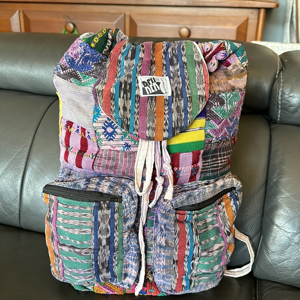 Boutique large vintage handmade quilted patchwork print backpack